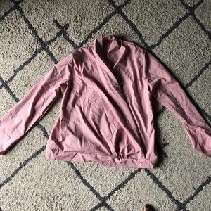 Women Wrap V Neck OL Work Shirts Loose Solid Tops